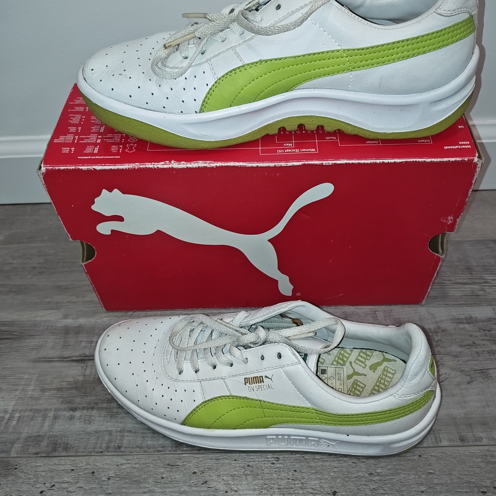 Puma Kids White and Green Sneakers